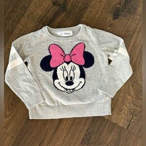 GAP x Disney Minnie Mouse Sweater Sweatshirt Gray Pink Girls 3T
